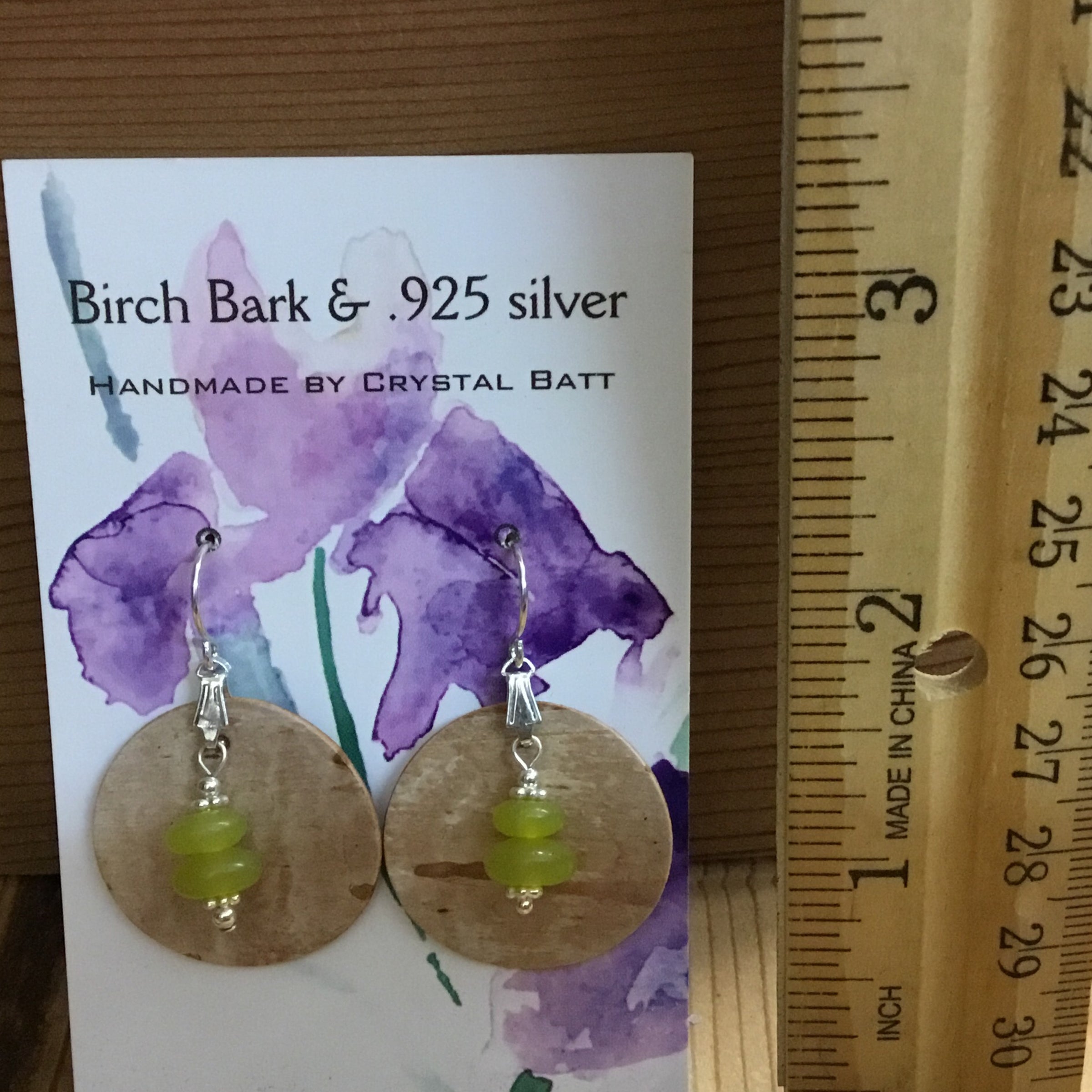 Alaskan Birch Bark & Jade Earrings