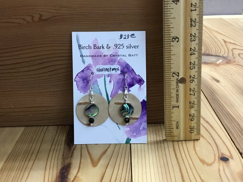 Alaskan Birch Bark & Abalone Earrings