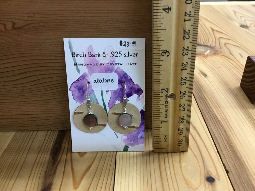 Alaskan Birch Bark Earrings & Abalone