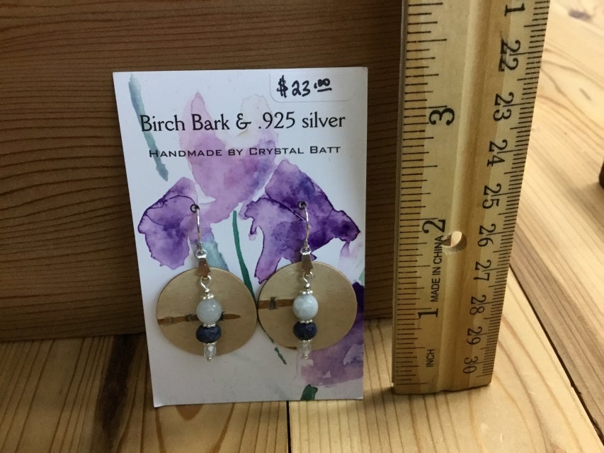 Alaskan Birch Bark Earrings & Aquamarine