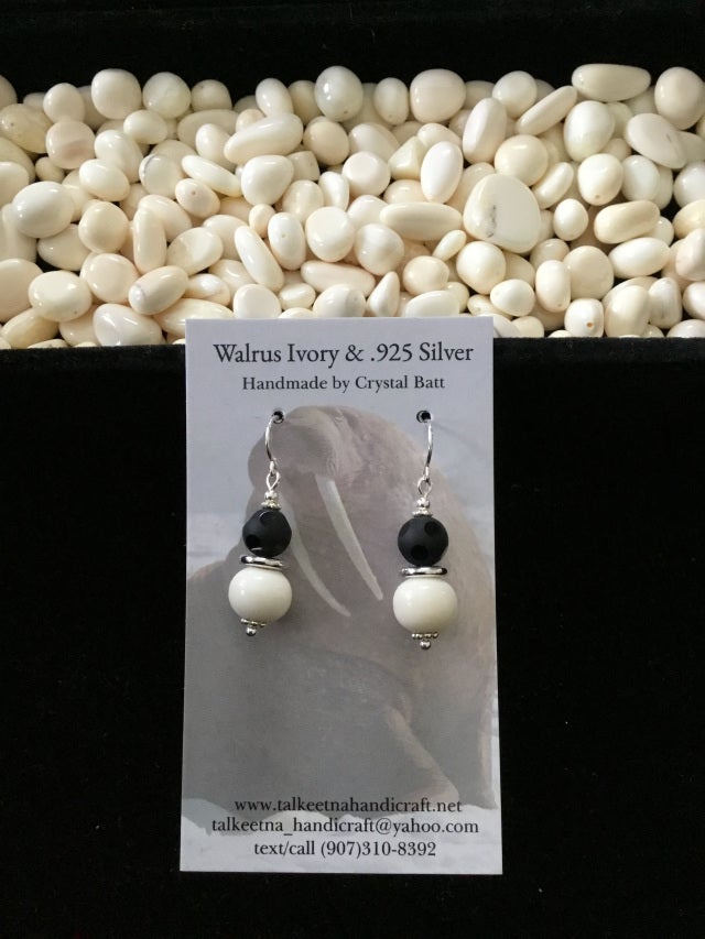 Walrus Ivory Earrings Talkeetna Handicraft