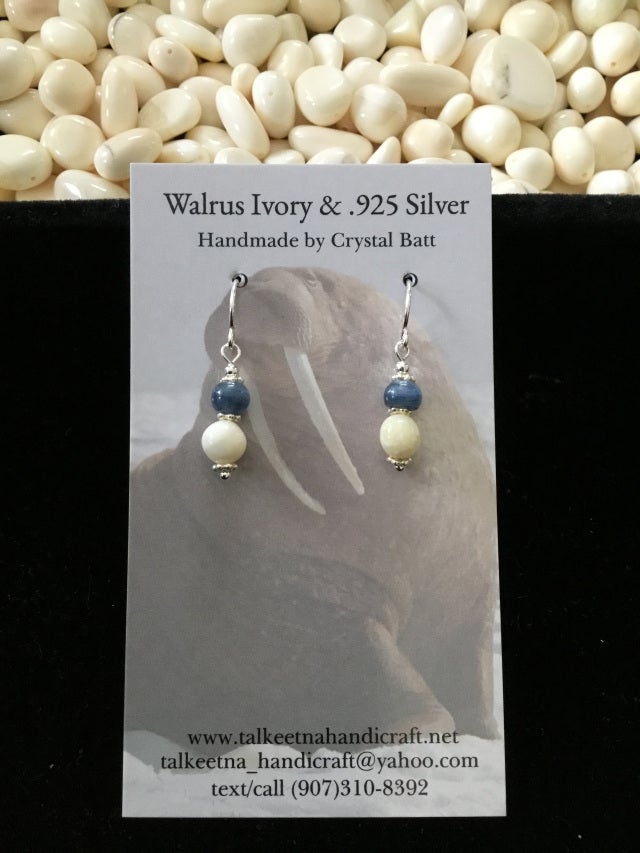 Walrus Ivory Earrings Talkeetna Handicraft